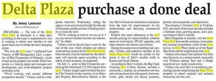 Delta Plaza Mall - 2016 Article On Purchase By Dial Company